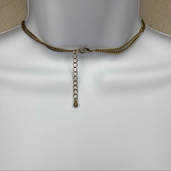 Boho Chic Gold Tone Black Enamel Tribal Necklace - Picture 3 of 8